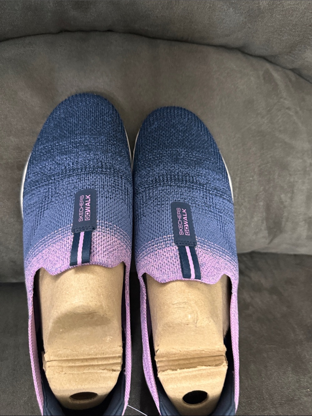 Skechers Slip-On Knit Sneakers in Blue and Pink Ombre